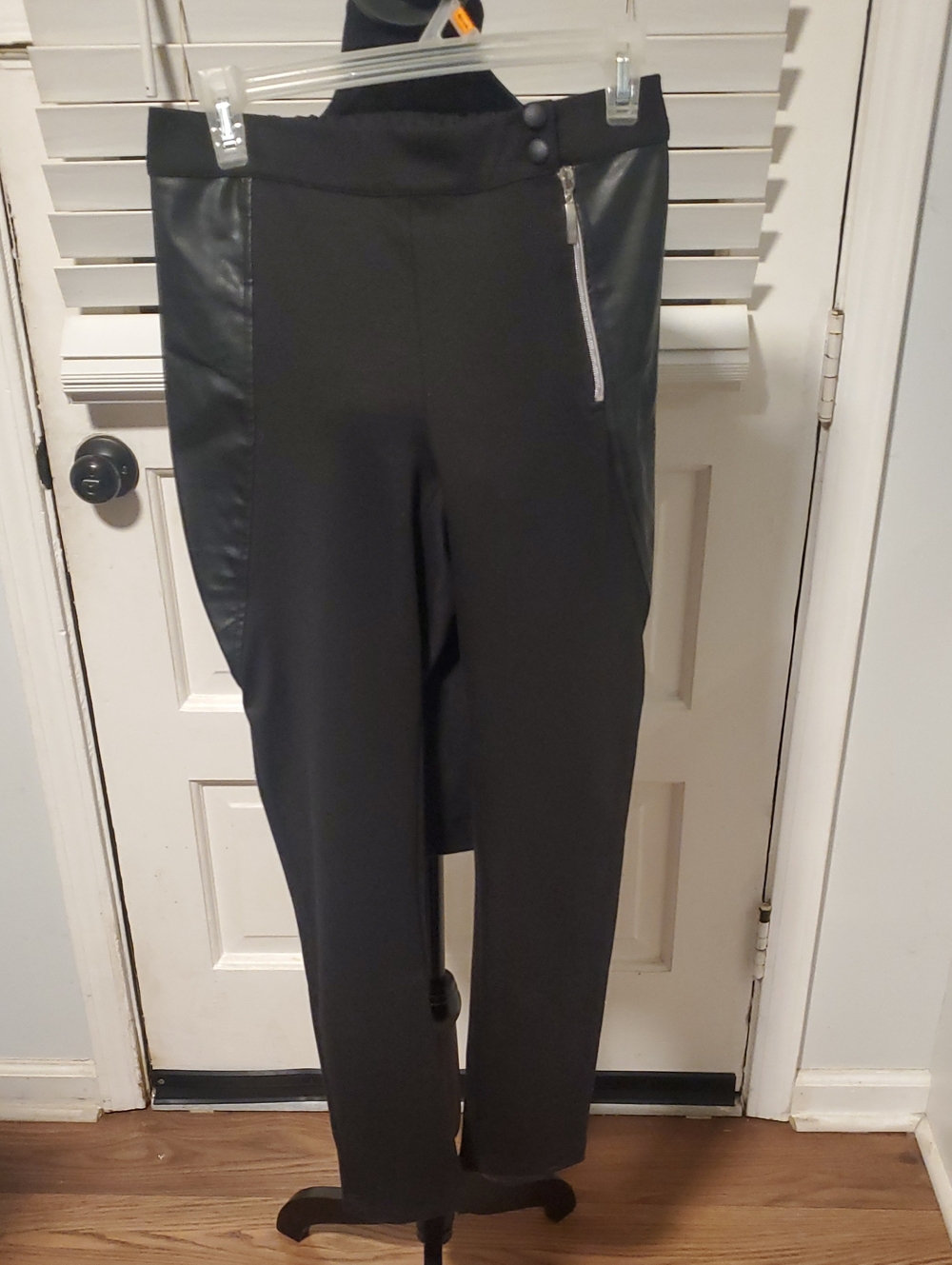 Sao Paulo Women’s Black Ponte Pant with Faux-Leather Trim